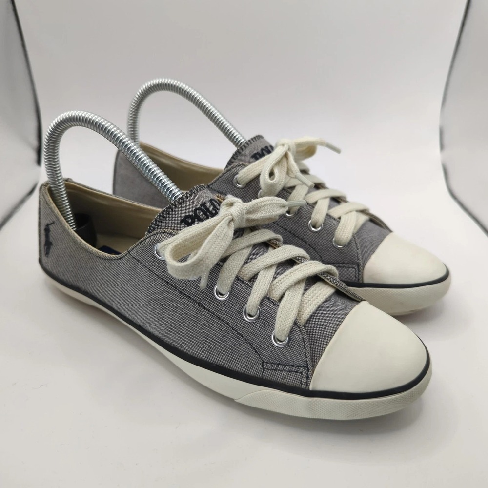 Polo Ralph Lauren Parnell Shoes Womens Size 7.5 Gray Canvas Low Top Casual